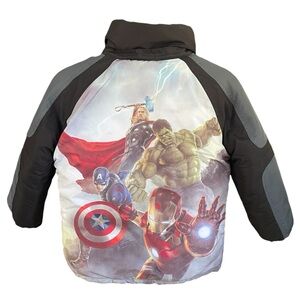 Avengers Black/Gray Lined Puffer Coat Kids Size 5/6